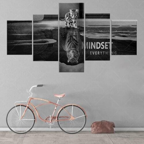 Mindset is Everything Motivational Wall Art 5 Pieces Inspirational Entrepreneur Quotes Canvas Painting Poster Print Artwork Home
