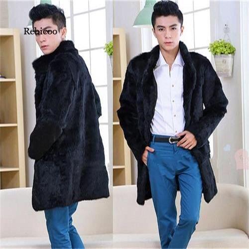 Men 's Autumn Winter Overcoat Hood Thermal Thicken Faux Fur Coats Mens Leather Mink Hair Fur Coat Plus Size