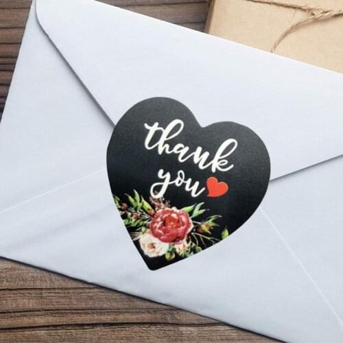 500pcs Heart Thank You Stickers Gold Foil Seal Label Scrapbooking Wedding Decor U2JC