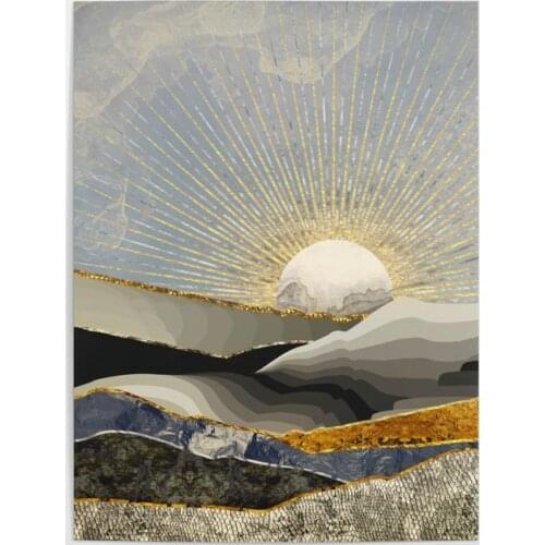 Wall Art Morning Sunshine Canvas Painting HD Printed Mountain Scenery Poster Home Decor Living Room Modular Pictures Framework