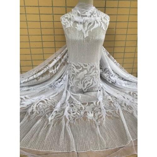 Latest french lace with full beads embroidered tulle lace fabric ZH-59188 design high quality net lace