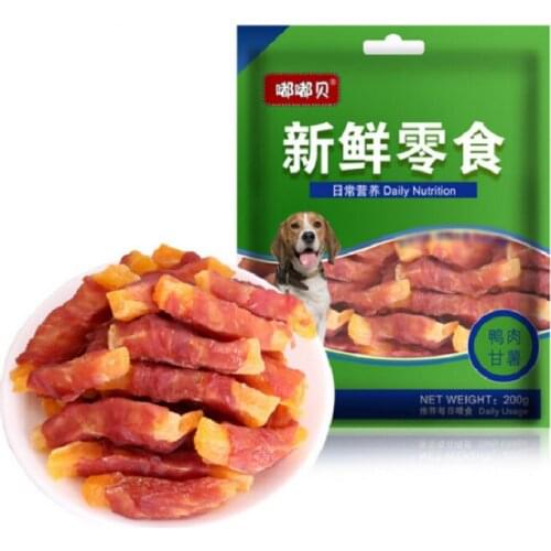 New Arrival Dog snacks Fresh Duck rolled in potato reduce tear stains small medium large dogs Food Training reward clean teeth