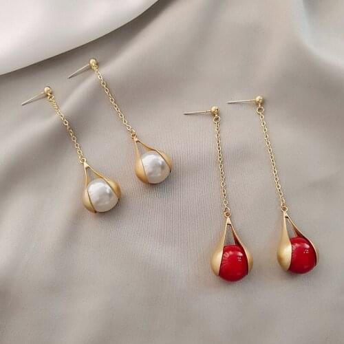 New Elegant Pearl Drop Earrings for Women Water Drop long tassel Gold Dangle Earrings fashion Modern Wedding Jewelry gift