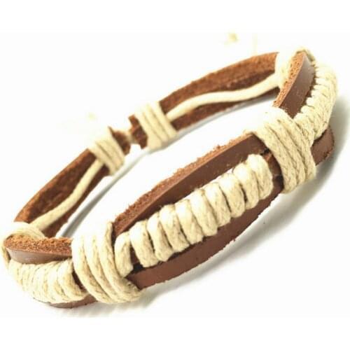 New Handmade Cuff Woven Genuine Leather Bracelets for Women Homme Bohemia Mens Jewelry Accessories Wholesale 3 Colors