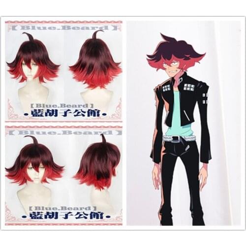 New Arrival Anime PROMARE Gueira Cosplay Wig Short Red Ombre Heat Resistant Synthetic Hair Halloween Cosplay Wigs + Free Wig Cap