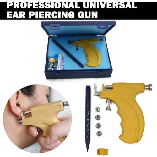 Professional Piercing Gun Tools Kit Ear Stud Steel Gold Earring Ear Nose Navel Body Piercing Gun Set No Pain Safe Sterile