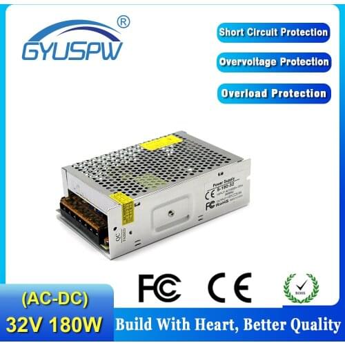 Regulated DC32V 5.6A 180W Switch power supply Driver Adapter Transformer 110V 220V AC DC 32V SMPS For CNC Machine DIY LED CCTV