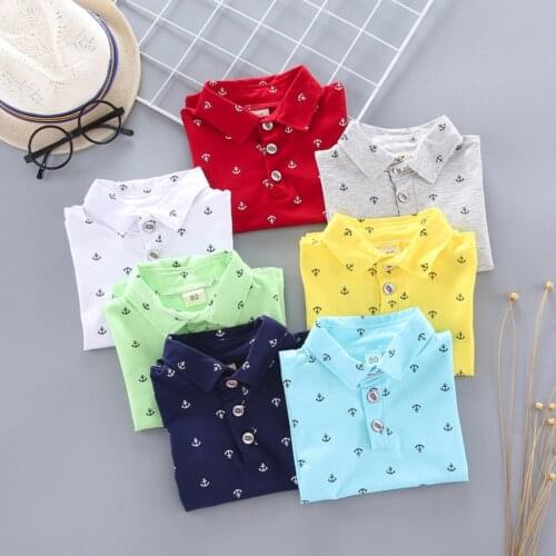 Summer New Boys Short Sleeve Polo Shirt 1-4y Children Lovely Anchor Clothes Kids Cotton School Uniform Baby Girls Polo Shirts