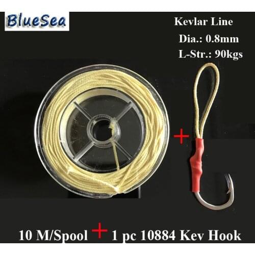 BlueSea 10M/Spool 0.8MM90Kgs Assist Fish Hooks Kevlar Fishing Line Assistant Hooks Kevlar Line Kevlar Fishing Line High Stronger