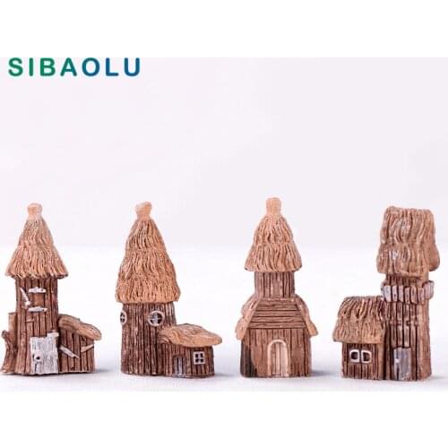 Countryside Cottage Model Woodeen House Miniature figurine simulation Landscape decoration fairy garden statue Home Gift garden