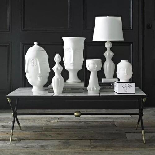 Nordic Abstract Faceted Face Ceramic Vase Flower Vases Home Decor Plant Flowerpot Fashion Sexy Lips Flower Vase For Home Wedding