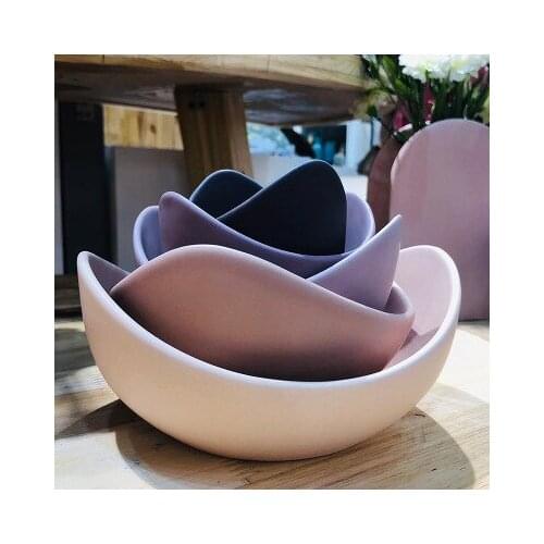 Nordic ins simple stacked color lotus bowl ceramic decoration plate jewelry tray storage tray soft decoration ornaments