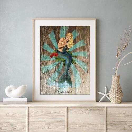 Modern Canvas Poster Vintage Mermaid Wall Art Painting Nordic Posters and Prints Wall Pictures for Home Decor No Frame