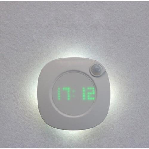 LED Night Light Clock Motion Sensor Light Wireless LED Lamp USB Rechargeable Bedside Lamp LED Cabinet Closet Lighting Nightlight