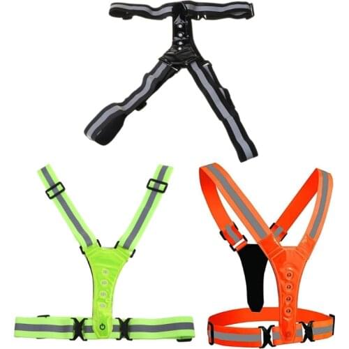 Led Safety Vest Reflective Vest High Visibility Outdoor Safety Vest Adjustable For Running Jogging Walking Cycling