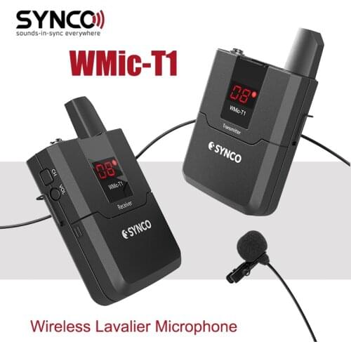 SYNCO WMic-T1 16 Channel Wireless Lavalier Microphone System Transmitter Receiver for Camera Phone Lapel Mic For Video Interview