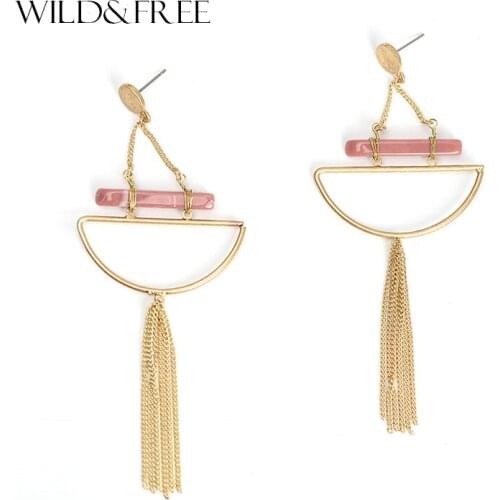 WILD & FREE Women Vintage Zinc Alloy Tassel Drop Earrings Vintage Gold Exaggerated Statement Dangle Earrings Jewelry Gift