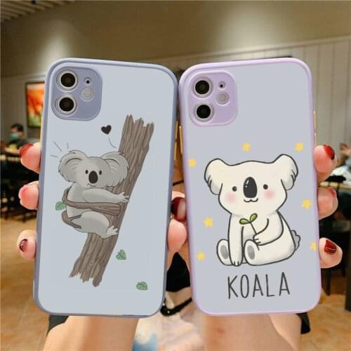 Yinuoda cute koala bear Phone Case for iPhone X XR XS 7 8 Plus 11 12 pro MAX Translucent Matte Shockproof Case
