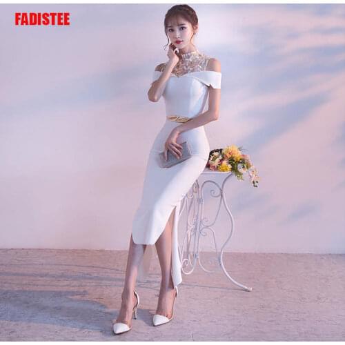 FADISTEE New arrival prom party dresses Vestido de Festa lace style sexy see through back little white dress vestidos noivado