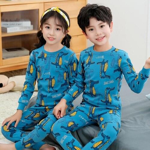 2021 Winter Boys Girls Sleepwear Cartoon Pajamas Sets Long Sleeved Pyjamas Kids Childrens Sleepwear Night Suit Pijama Infantil