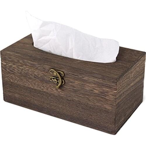 1PC Useful Wooden Retro Tissue Box Cover Paper Napkin Holder Case Home Car Decor