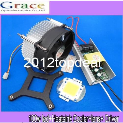 100W 100Watt High Power warm/cool White LED Light +Heatsink Cooler+100W LED Driver 85-265v