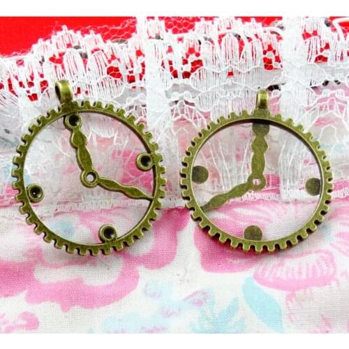 30pcs Antique Bronze Plated Vintage Clock Charms Pendants Handmade Diy Jewelry Making Craft 34*29.7MM