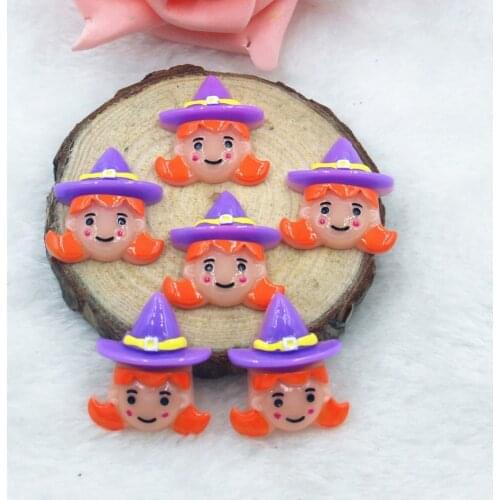 30pcs/lot kawaii resin Halloween girl with hat flat back resin cabochons accessories