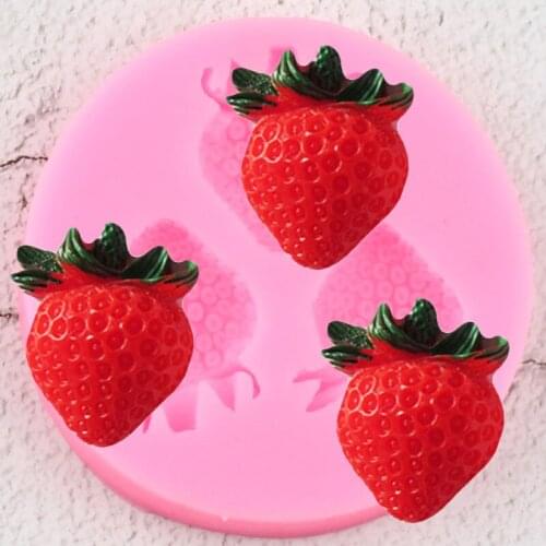 3D Fruit Strawberry Silicone Molds Cupcake Topper Fondant Cake Decorating Tools Soap Resin Clay Candy Chocolate Gumpaste Moulds