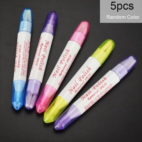 5 Pcs Nail Art Corrector Pen Edge Cleanser Gel Polish Remover Oblique Pen Head Manicure Cleaning Tools