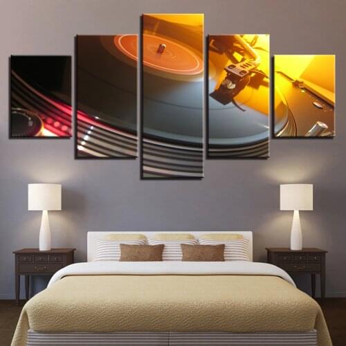 Living Room Framework Canvas Pictures Home Decor 5 Pieces Music DJ Console Turntables Paintings Bar Night Club Art Posters Wall