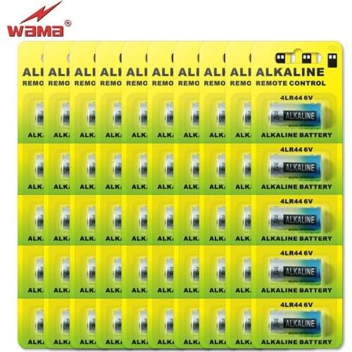 50pcs/10cards Wama Battery 6V 4LR44 4A76 L1325 A544 Alkaline Battery Batteries Bateria For Dog Training Shock Collars