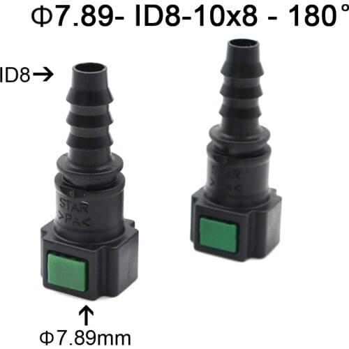 7.89mm 7.89 ID8 10x8 180 degree SAE 5/16 fuel pipe fittings auto Fuel line quick connector female gasoline connector 2 pcs