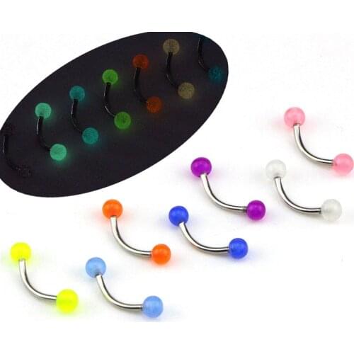 7Pcs Glow In The Dark Belly Ring Womens Fashion Navel Bars Rings Punk Body Piercing Ombligo Body Jewelry Mixed Color