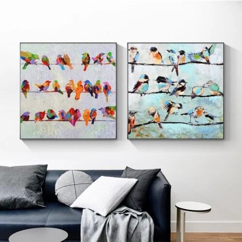 Abstract Watercolor Animal Bird Canvas Painting Bird on The Branch Posters and Print Wall Art Picture for Living Room Home Decor