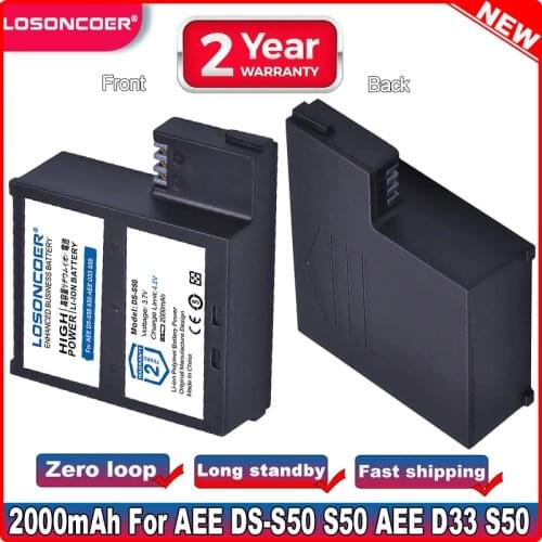 LOSONCOER 2000mAh DS-S50 DSS50 S50 Battery Accu For AEE D33 S50 S51 S60 S71 S70 Camera