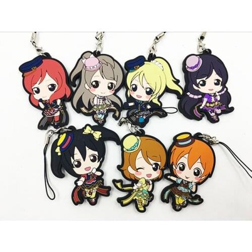 G00876 Love Live Kotori Anime keychain Nico Rin Umi Maki Chika Riko Yoshi Kunikida Kanan Rubber strap/phone charm G00876