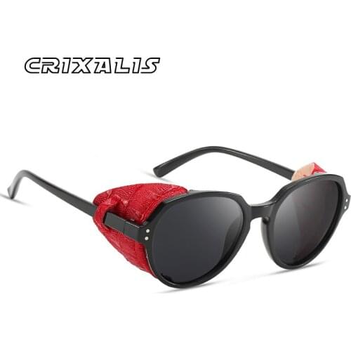 CRIXALIS Brand Design Round Steampunk Sunglasses Female Gradient Lens Retro Gothic Shades Women Driving Goggles Men UV400