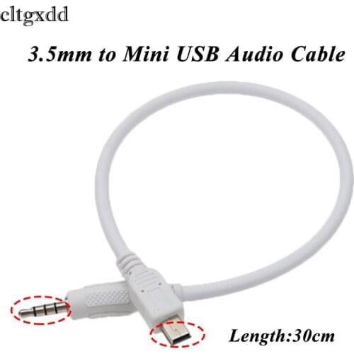 Cltgxdd 2PCS Brand New White Portable 3.5mm Male Stereo Plug to Mini USB Male Plug Adapter Converter Audio Cable 30cm