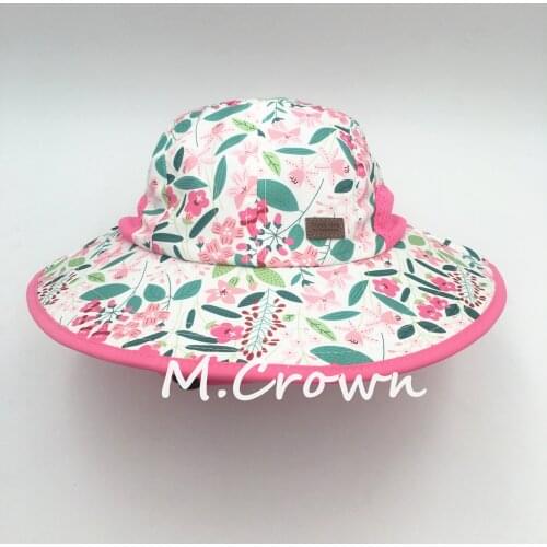Kids Girls 100% Polyester Sublimation Print Bucket Cap with Cloak and Mesh inserts on both sides