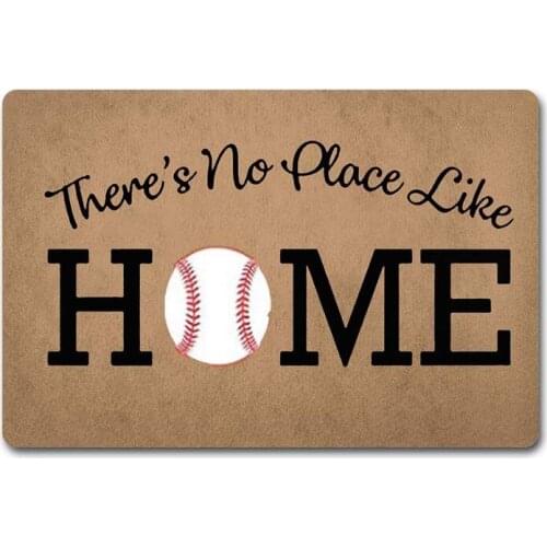 Welcome Door Mats Theres No Place Like Home Doormat Baseball Door Rugs Home Plate Door Mats (23.6 X 15.7 in) Non-Woven Fabric T