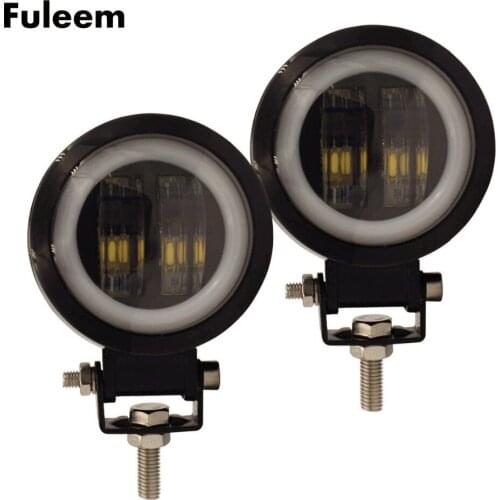 Fuleem 2PCS 3inch 20W 10-30V Round White LED WORK LIGHT BAR Spot Lamp LED Angel Eyes Light For Off Road Motocycle