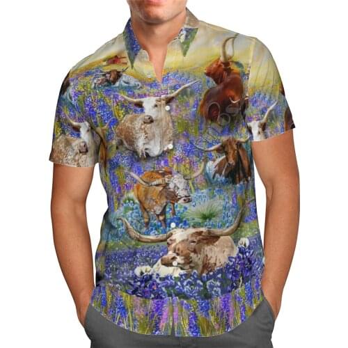 Hawaii Shirt Hawaiian beach summer Flowers yak cow Printed 3d Mens Shirt Harajuku Tee hip hop shirts 10
