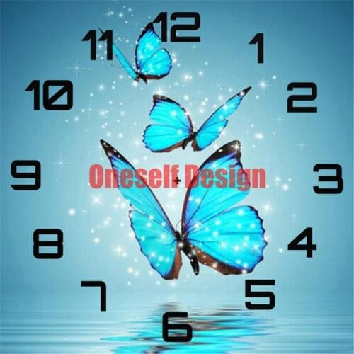 2021 picture of rhinestones clock animal 5d diamond painting full butterfly clock diy frame decoration home diamond mosaic sale