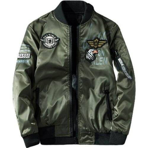 Aurumn Winter Mens Military Jacket Mens Slim Bomber Jacket Outerwear Casual Long Sleeve Jackes and Coats Mens Clothing New