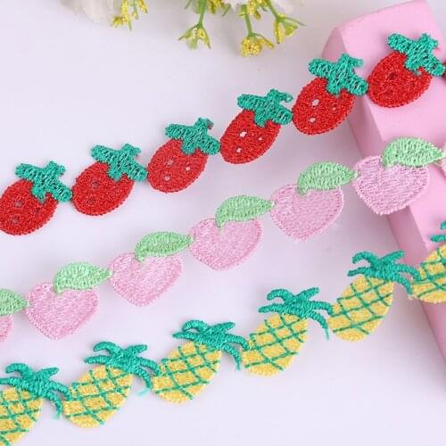 2yards NewDelicate Fruit Embroidery Trim Knitting Ribbon DIY Apparel Home Decoration Handmade Sewing Accessories