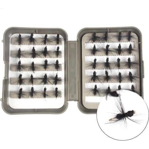 40Pcs/Box Lure Bait Kit Black Red Trout Nymph Fly Fishing Lure Dry/Wet Flies Nymphs Ice Fishing Lures Artificial Bait with Boxed