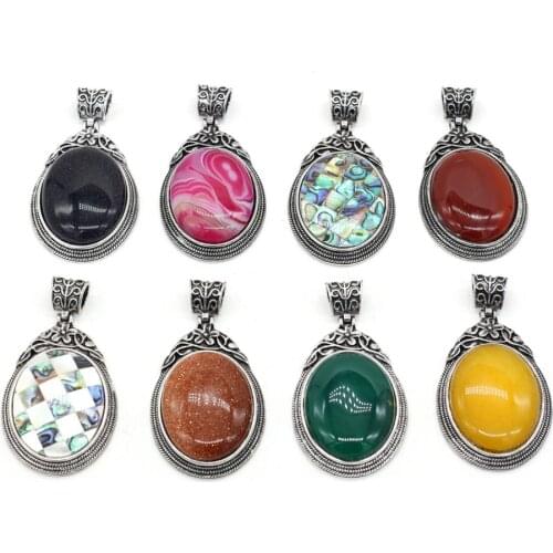 Natural Stone Water Drop Shape Charm Tiger Eye /Blue Sand Pendant DIY for Necklace Accessories or Jewelry Making Size 40x60mm