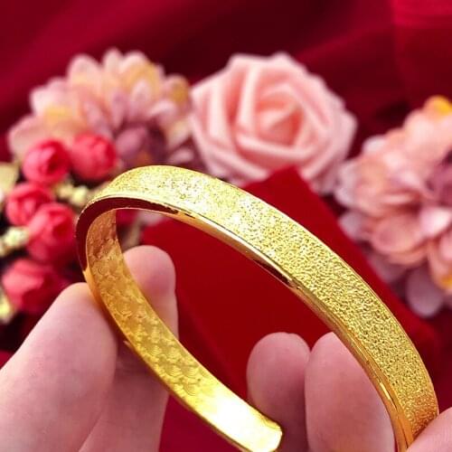 Not Fade Retro Fashion Gold 14k Bracelet for Women Wedding Engagment Jewelry Statement Bangles for Girlfriend Christmas Gift