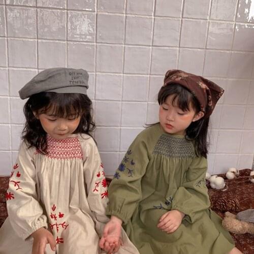 MILANCEL 2021 Autumn New Kids Clothes Girls Dress Embroidery Outfits Long Sleeve One Piece Korean Children Clothing